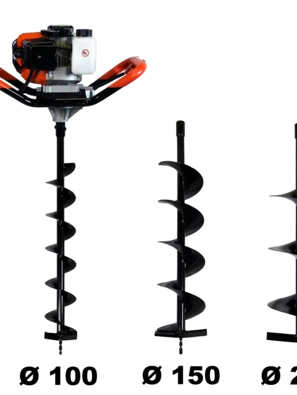 Tarière thermique 52 cm3, 3 CV + lot de 3 mèches 100, 150 et 200 mm – Image 2