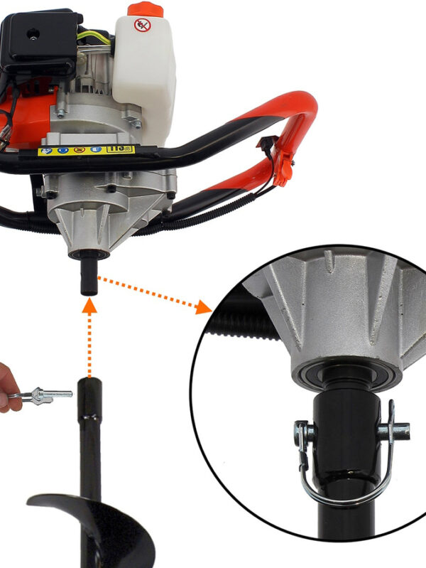 Tarière thermique 3 CV 52 cm3 + lot de 3 mèches (40, 60 et 80 mm) – Image 5