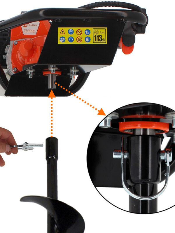 Tarière thermique 3 CV 52 cm3 + lot de 3 mèches (100, 200 et 300 mm) – Image 5