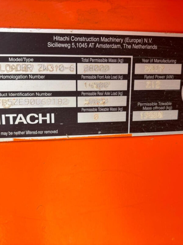 Chargeuse sur pneus ZW310 Hitachi – Image 12