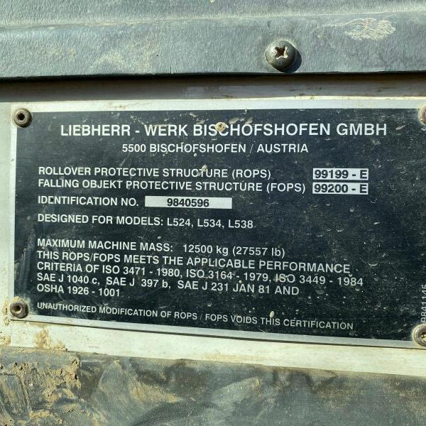 Chargeuse L524 10T sur pneus Liebherr – Image 14
