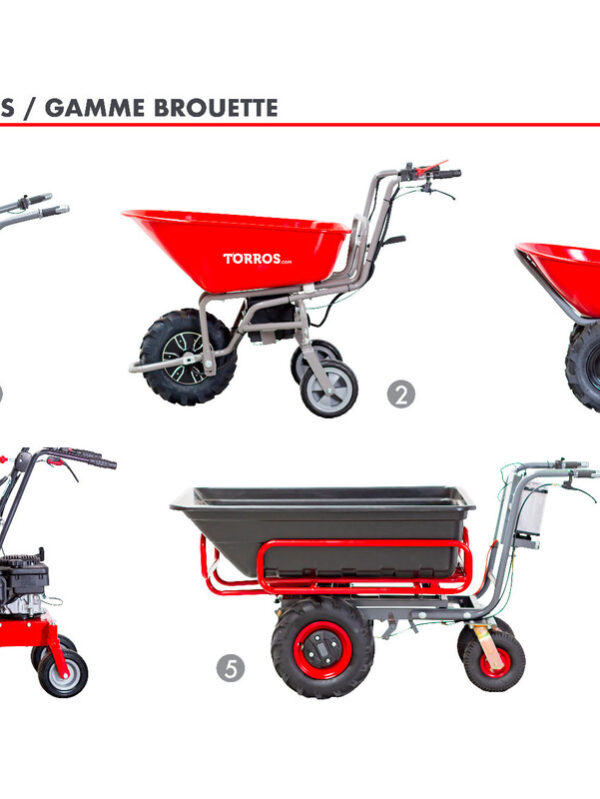 Torros Brouette électrique châssis inclinable 115L 180KG batterie 24V / 12Ah – Image 2