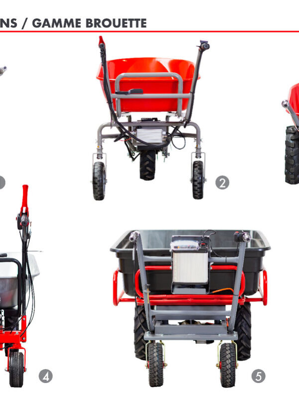 Torros Brouette électrique châssis inclinable 115L 180KG batterie 24V / 12Ah – Image 7