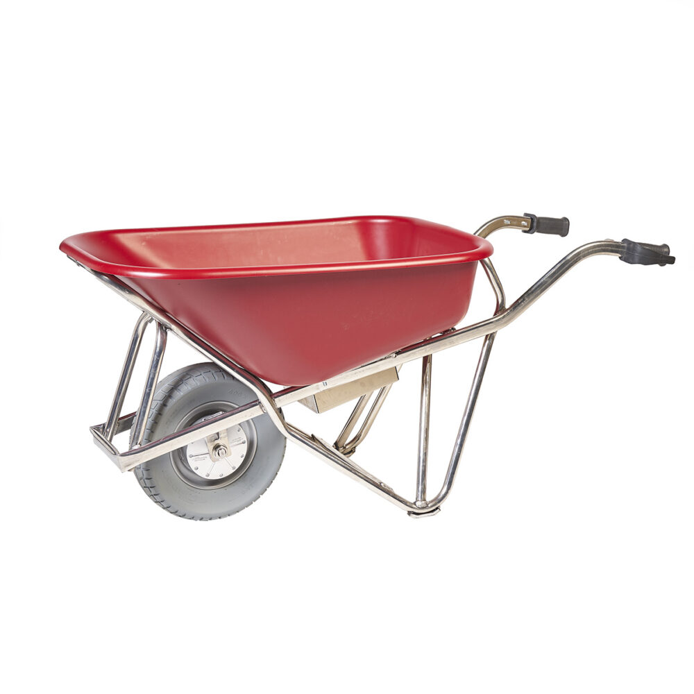 Matador Brouette electrique Caisse en PEHD rouge Roue anti-crevaison